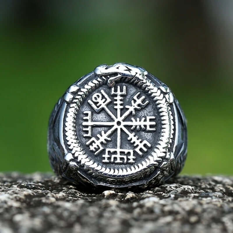 VIKING VEGVISIR SILVER - Titanium Steel Ring for Men & Boys (Size : 22) - Image 7