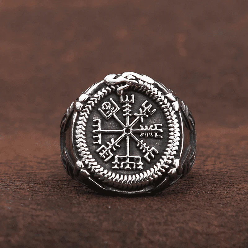VIKING VEGVISIR SILVER - Titanium Steel Ring for Men & Boys (Size : 22) - Image 8
