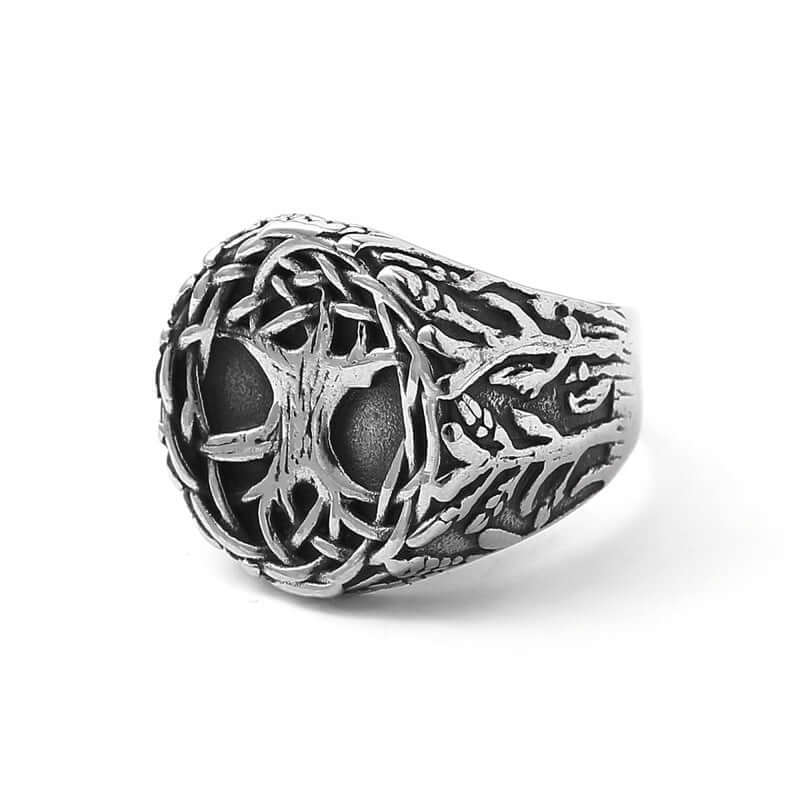 VIKING YGGDRASIL SILVER - Titanium Steel Ring for Men & Boys (Size : 22) - Image 3