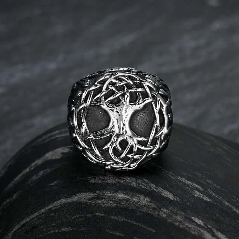VIKING YGGDRASIL SILVER - Titanium Steel Ring for Men & Boys (Size : 22) - Image 5