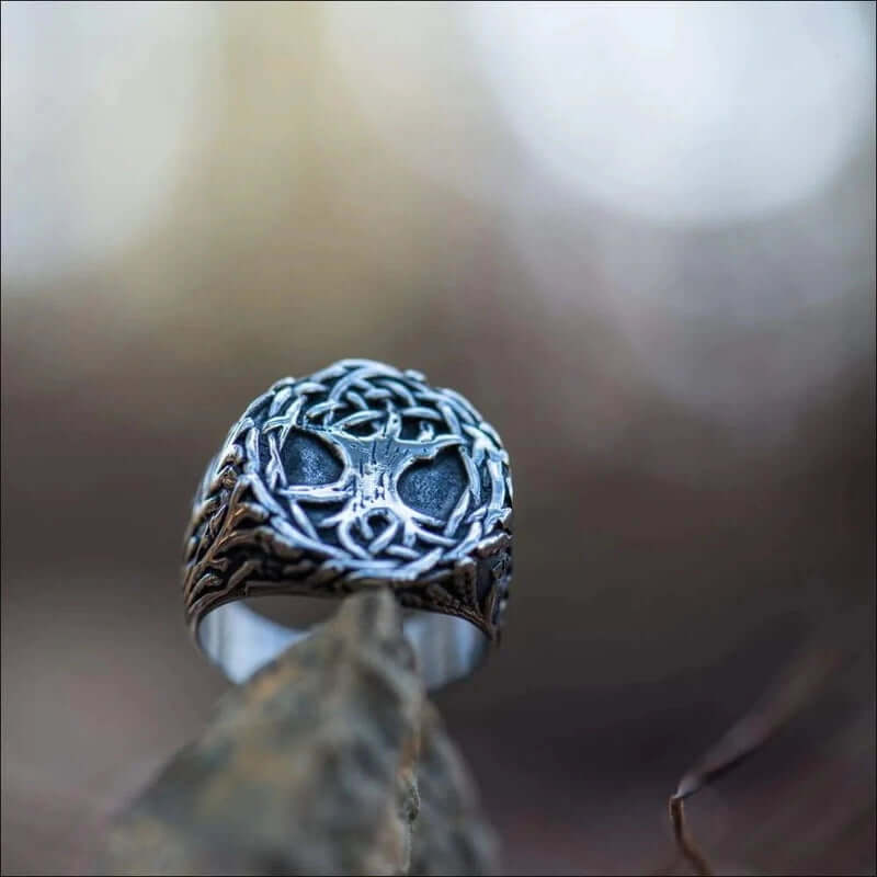VIKING YGGDRASIL SILVER - Titanium Steel Ring for Men & Boys (Size : 22) - Image 8