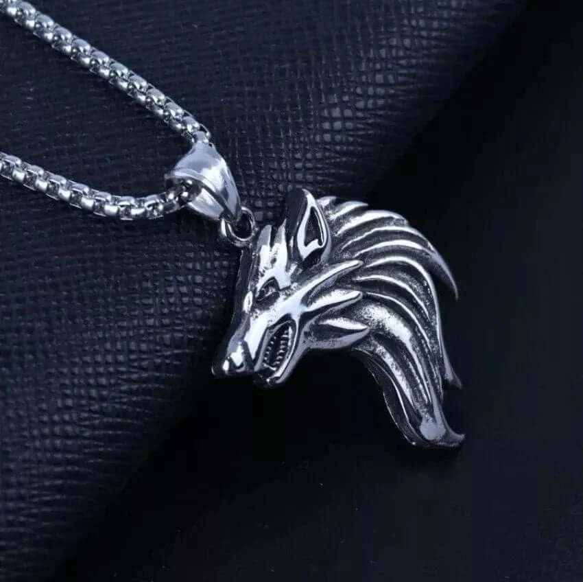 WATCHING WOLF - Alloy Pendant with Stainless Steel 24inch Round Box Chain, American trending Style for Men & Boy - Image 7