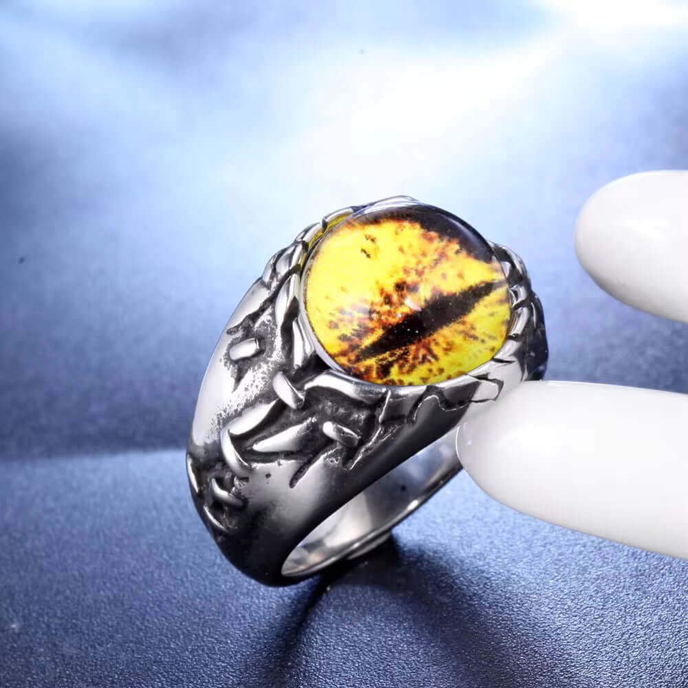YELLOW DRAGON EYE Titanium Steel Ring for Men and Boys (Size-21) - Image 3