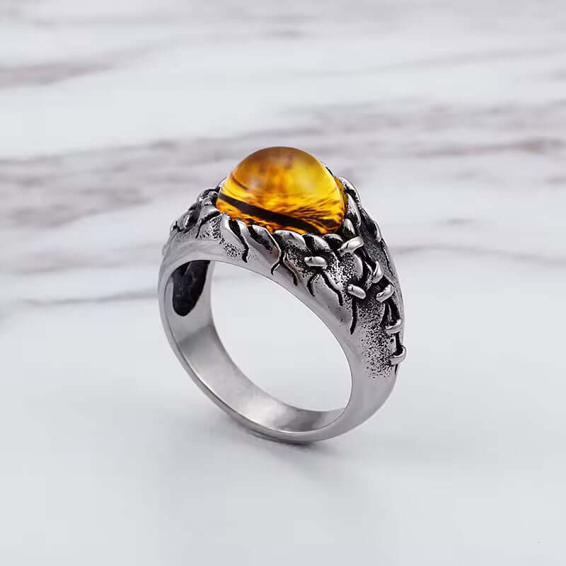 YELLOW DRAGON EYE Titanium Steel Ring for Men and Boys (Size-21) - Image 6