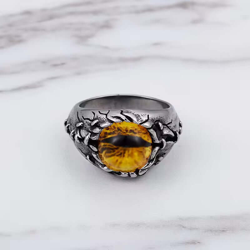 YELLOW DRAGON EYE Titanium Steel Ring for Men and Boys (Size-21) - Image 7
